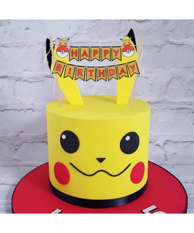 Pikachu Happy Birthday Gold Glitter Cake Bunting Banner Topper Perfect for Baby Shower Kids Birthday Party Decorations - 002 ...