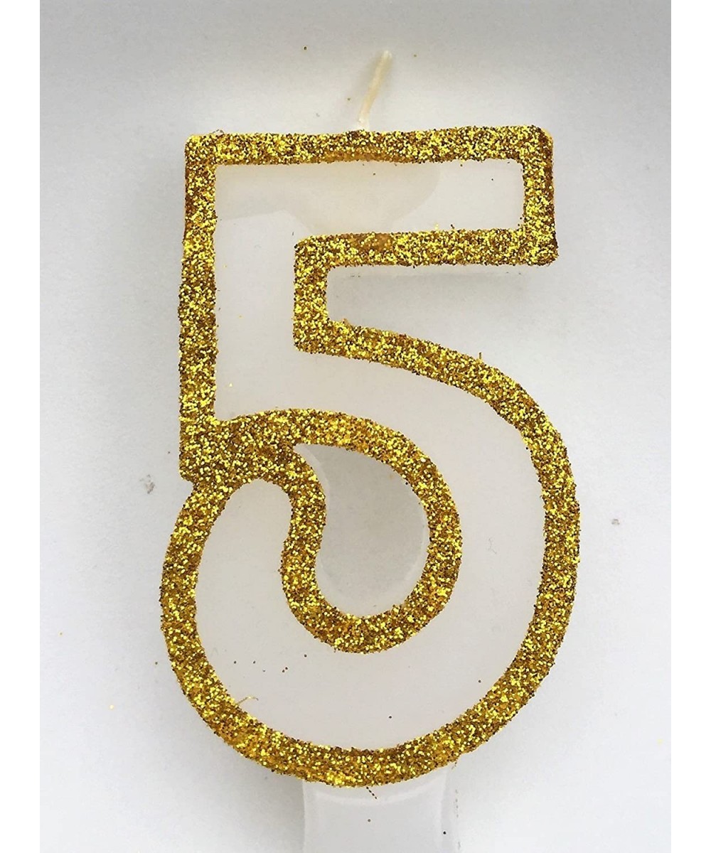 No (5) Birthday Candle - Gold Glitter - Browse Our Store and Choose Other Numbers - CG17YEW7G5O $7.36 Birthday Candles