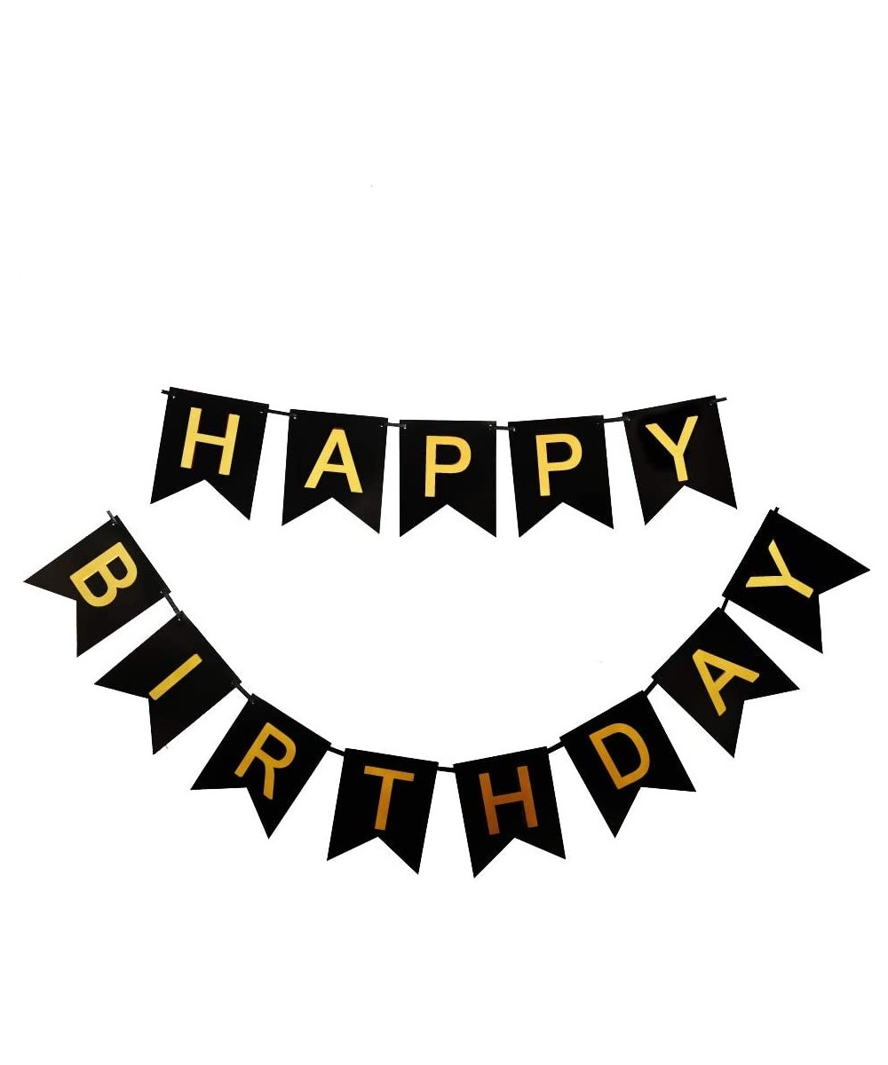 Black Happy Birthday Banner- Decorations for Birthday Party Party Decor and Event Decorations for Kids and Adults - Black - C...