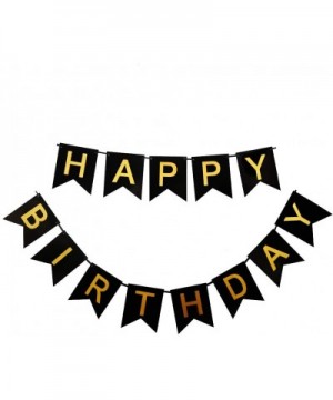 Black Happy Birthday Banner- Decorations for Birthday Party Party Decor and Event Decorations for Kids and Adults - Black - C...