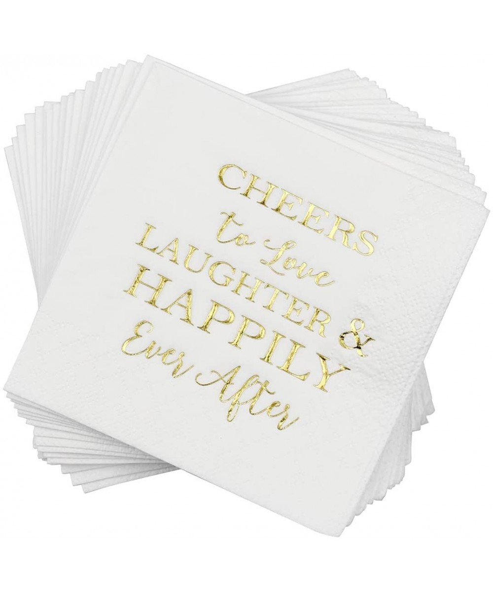 100 Pcs Wedding Napkins Gold Love Laughter and Happily Ever After Bridal Shower Napkins 4.5 sq.in. - Gold - CY18W542CAS $12.6...