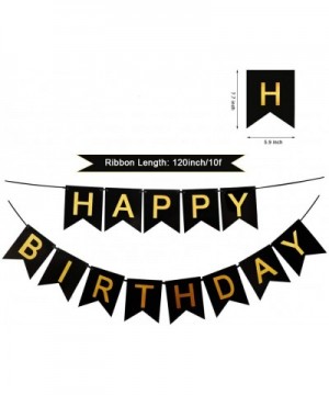 Black Happy Birthday Banner- Decorations for Birthday Party Party Decor and Event Decorations for Kids and Adults - Black - C...