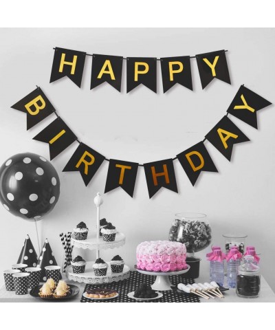 Black Happy Birthday Banner- Decorations for Birthday Party Party Decor and Event Decorations for Kids and Adults - Black - C...