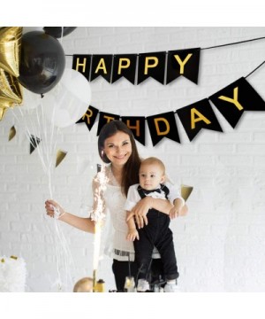 Black Happy Birthday Banner- Decorations for Birthday Party Party Decor and Event Decorations for Kids and Adults - Black - C...