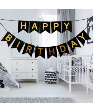 Black Happy Birthday Banner- Decorations for Birthday Party Party Decor and Event Decorations for Kids and Adults - Black - C...