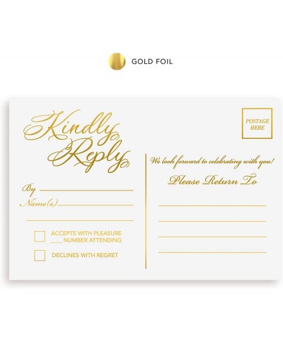 RSVP Postcards for Wedding Metallic Gold Ink 4"x6" Responde Cards- RSVP Reply- Wedding- Rehearsal- Birthday- Party Invitation...