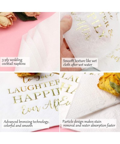 100 Pcs Wedding Napkins Gold Love Laughter and Happily Ever After Bridal Shower Napkins 4.5 sq.in. - Gold - CY18W542CAS $12.6...