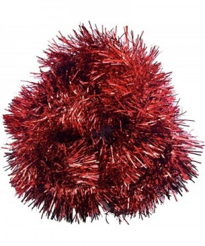 Elegant Hanging Sparkly Tinsel Garland- 5 Pcs- Each 3 Inch W x 6 Feet L- Holiday Decoration (Red) - Red - CA12NZY2N44 $4.92 G...