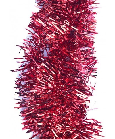 Elegant Hanging Sparkly Tinsel Garland- 5 Pcs- Each 3 Inch W x 6 Feet L- Holiday Decoration (Red) - Red - CA12NZY2N44 $4.92 G...