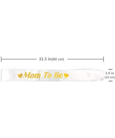 Mom to be Sash- White Satin with Gold Glitter Fonts- Best Baby Shower Decorations Gifts- Baby Boy Or Girl Neutral Twins Party...