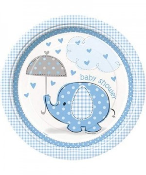 Boy Baby Shower Party Supplies Set - Blue Elephant Design Includes Plates- Cups- Napkins- Tablecover- Banner Decorations (Del...