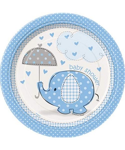 Boy Baby Shower Party Supplies Set - Blue Elephant Design Includes Plates- Cups- Napkins- Tablecover- Banner Decorations (Del...