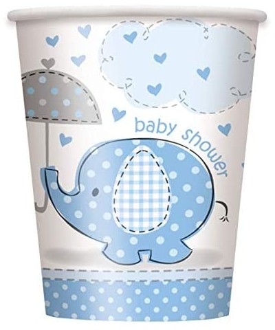 Boy Baby Shower Party Supplies Set - Blue Elephant Design Includes Plates- Cups- Napkins- Tablecover- Banner Decorations (Del...