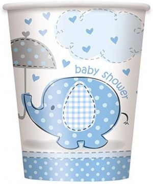 Boy Baby Shower Party Supplies Set - Blue Elephant Design Includes Plates- Cups- Napkins- Tablecover- Banner Decorations (Del...