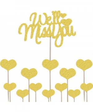 37 Gold Glitter We'll Miss You Cake Topper Heart Shape Cupcake Topper for Graduation Party Job Change party Farewell Party De...