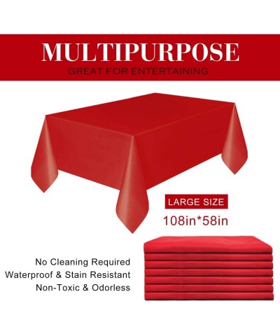 3 Pack Premium Disposable Plastic Red Tablecloth (54"x 108") Rectangle Table Cover for Wedding- Party- Banquet- Burgundy - Re...