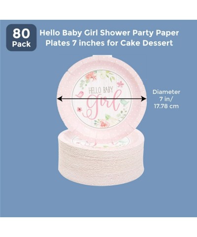 Hello Baby Girl Shower Party Paper Plates 7 inches for Cake Dessert (80 Pack) - C818U69AXO2 $8.66 Tableware