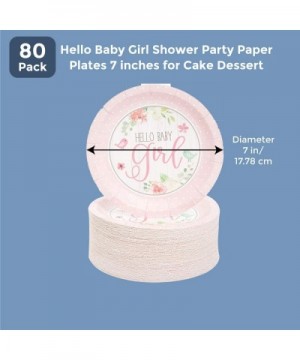 Hello Baby Girl Shower Party Paper Plates 7 inches for Cake Dessert (80 Pack) - C818U69AXO2 $8.66 Tableware