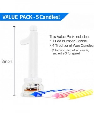 Multicolor Flashing Number Candle Set- Color Changing LED Birthday Cake Topper with 4 Wax Candles (Number 1) - 1 - C4188TRU5U...