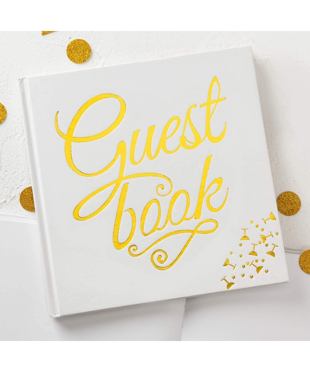 Polaroid Wedding Guest Book 8.5" Square Event Guest Registry Books- White Cover- Gold Foil Stamping- Blank White Pages - Gold...