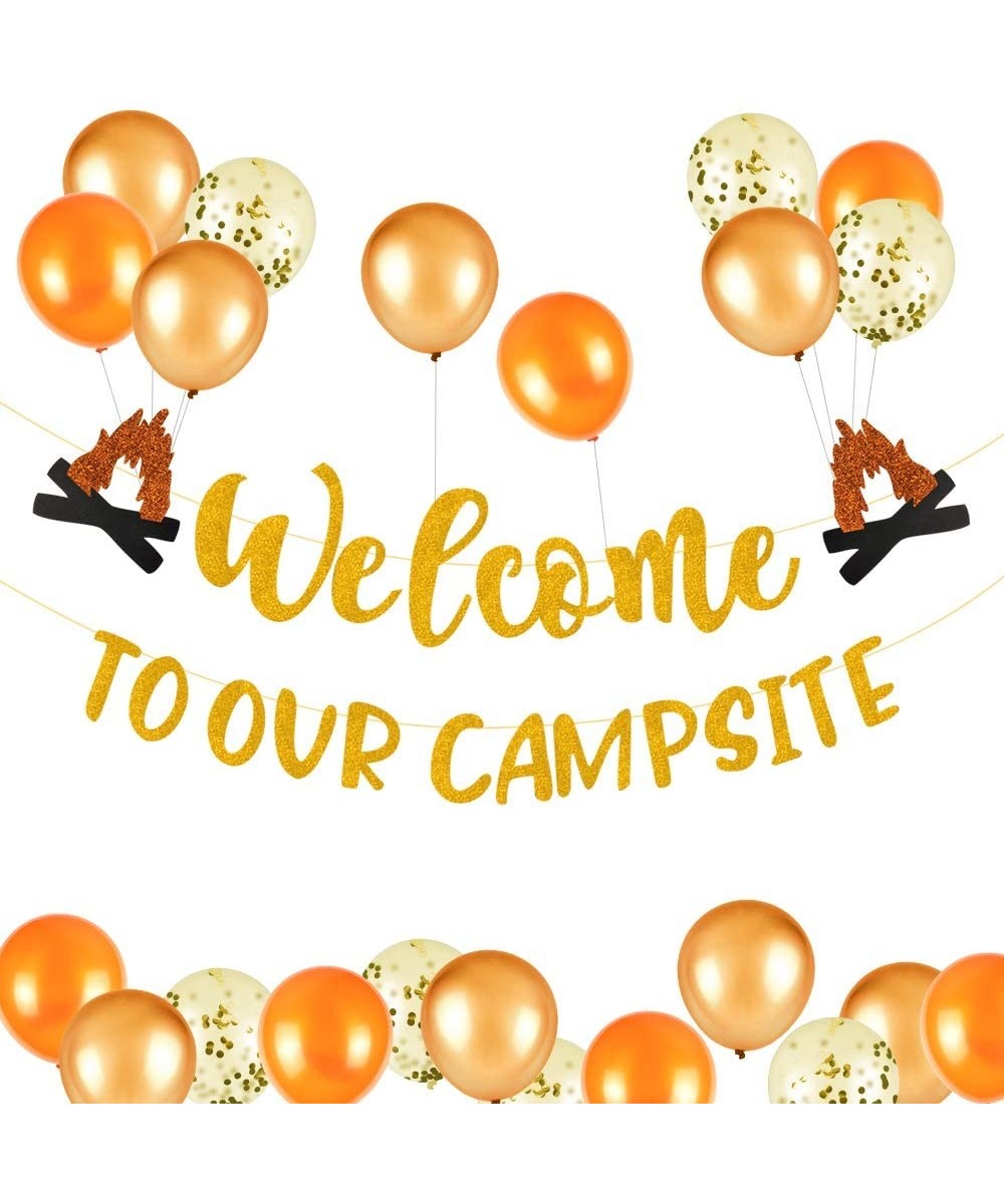 Camping Party Decorations Welcome to Our Campsite Banner with Ballons- Camping Birthday Party- Camping Party Banner Supplies ...