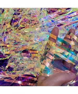 2 Pack 3.3ft x 9.8ft Gorgeous Iridescent Sparkle Metallic Fringe Tinsel Foil Curtains for Wedding Birthday Party New Year Mer...