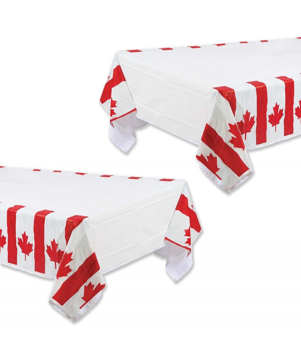 Canadian Party Supplies - Canada Day Waving Flag Plastic Table Cover- 54" x 96" (2 Pack) - Canada Day Waving Flag Plastic Tab...