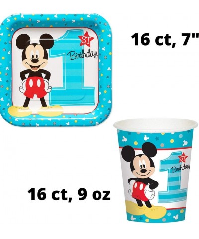 Mickey's Fun to be One Children's 1st Birthday Party Supplies Pack for 16 - Mickey Mouse Themed Decorations and Tableware - C...