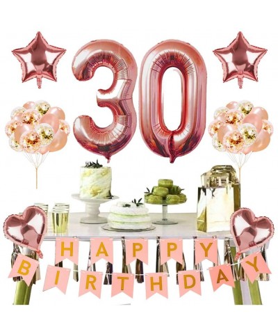 30th Birthday Decorations- Rose Gold 30 Party Decorations Kit 30th Birthday Banner 30th Number Balloons for Sweet 30th Annive...