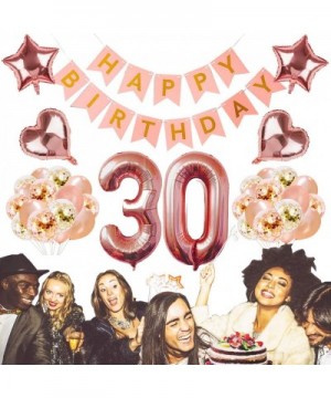 30th Birthday Decorations- Rose Gold 30 Party Decorations Kit 30th Birthday Banner 30th Number Balloons for Sweet 30th Annive...