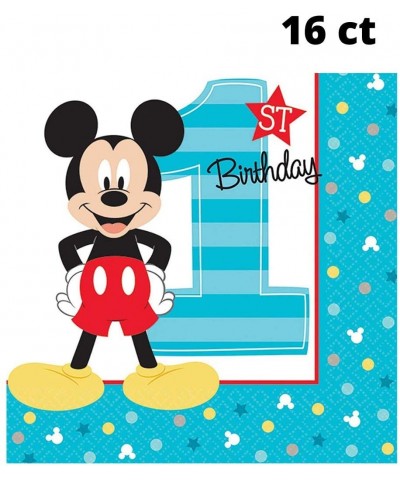 Mickey's Fun to be One Children's 1st Birthday Party Supplies Pack for 16 - Mickey Mouse Themed Decorations and Tableware - C...