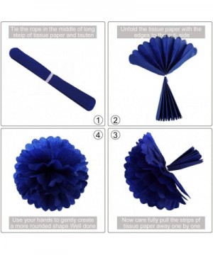 Black Navy Blue Gold 8inch 10inch Tissue Paper Pom Pom Paper Flowers Paper Honeycomb Paper Lanterns for Navy Blue Themed Part...