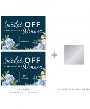 Navy Blue Hydrangea Floral Garden Party Baby Shower Collection- Baby Shower Game Scratch Cards- 30-Pack - Cards Scratch - CV1...
