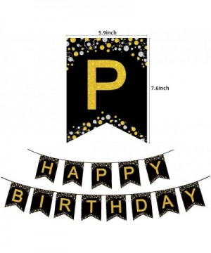 Birthday Party Decorations Kit- Gold Glittery Happy Birthday Banner- 24 Confetti Balloons(Black- Golden)- 1 Tablecloth for Bi...