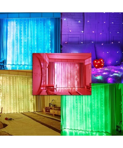 LED Curtain String Light- 16 Colors Changing Curtain Lights Remote Control USB Rainbow Backdrop Curtain Lights Colorful Windo...