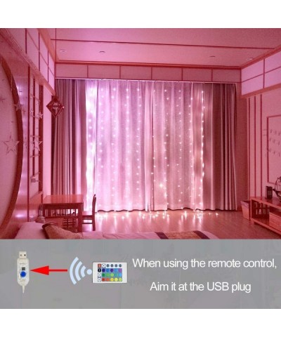 LED Curtain String Light- 16 Colors Changing Curtain Lights Remote Control USB Rainbow Backdrop Curtain Lights Colorful Windo...