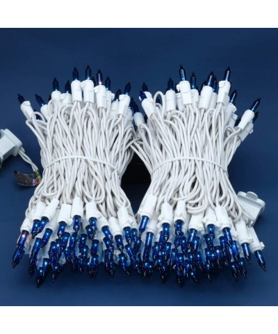 Blue Incandescent Christmas Lights- 66 Ft White Wire 200 Mini Lights- UL Certified Holiday String Light- End to End Connectab...