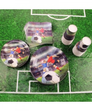 177 Piece Soccer Party Supplies Set Including Plates- Cups- Napkins- Spoons- Forks- Knives- Tablecloth and Banner- Serves 25 ...