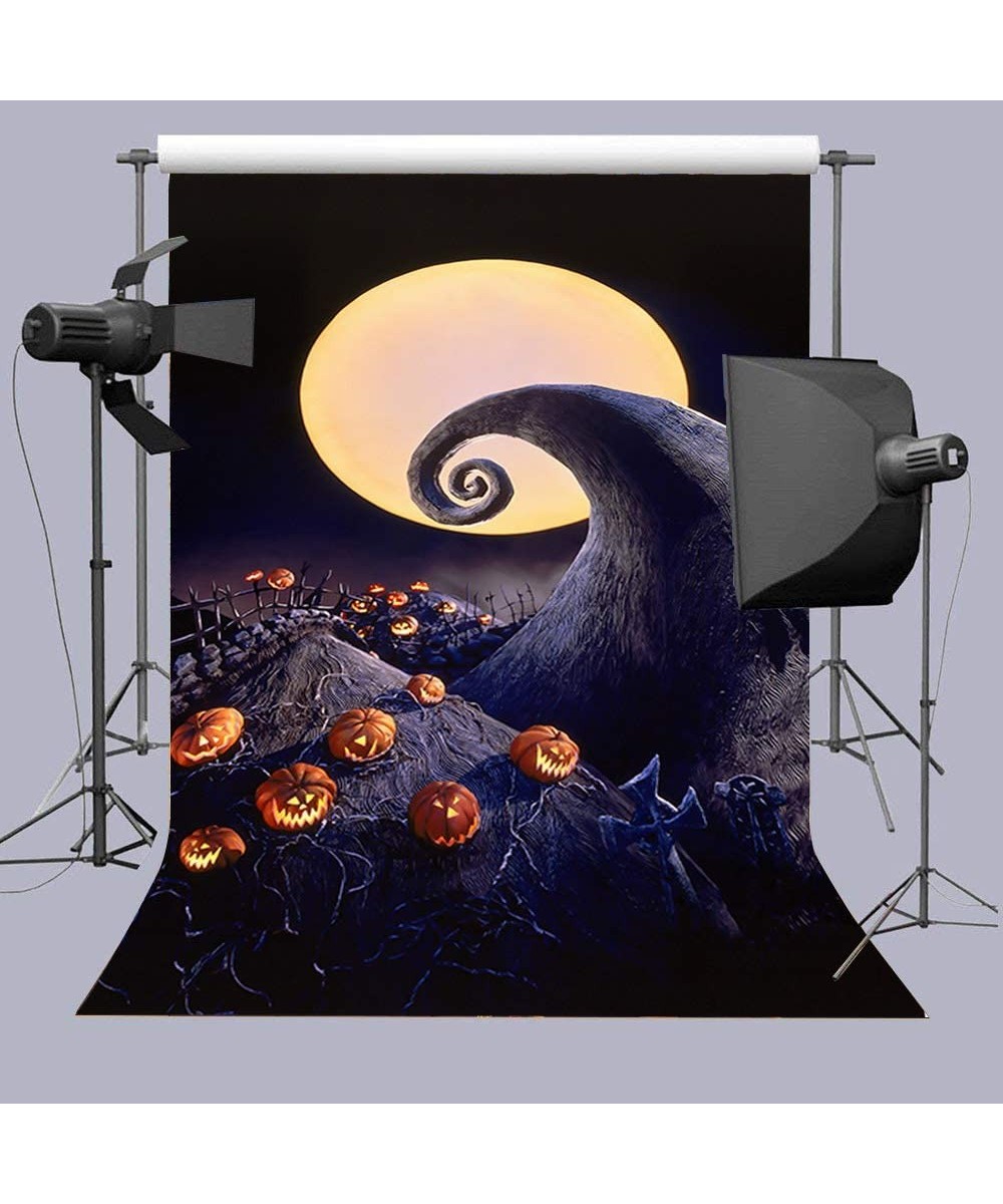 Full Moon Halloween Horror Nights Pumpkin Patch Photography Backdrop Hallowmas Tombstones The Nightmare Before Christmas Phot...