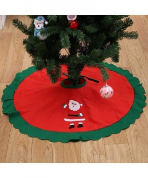 Christmas Tree Skirt- 36 Inches Round Red Tree Skirt with Santa Design Green Edge for Xmas Party Holiday Home Decorations - G...