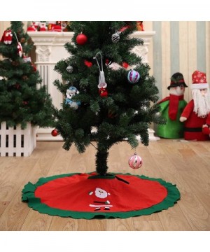 Christmas Tree Skirt- 36 Inches Round Red Tree Skirt with Santa Design Green Edge for Xmas Party Holiday Home Decorations - G...
