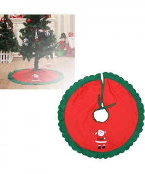 Christmas Tree Skirt- 36 Inches Round Red Tree Skirt with Santa Design Green Edge for Xmas Party Holiday Home Decorations - G...