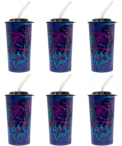 6-Pack Marvel's Black Panther 16oz Reusable Sports Tumbler Cups with Lids & Straws - CF18RHQWRL7 $14.43 Party Tableware