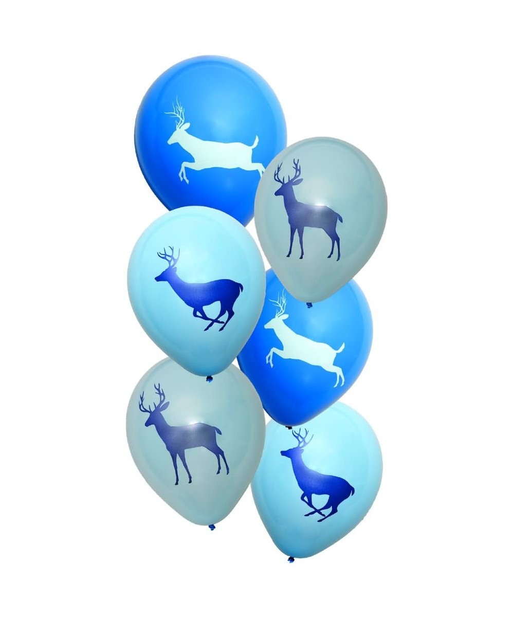 Light Blue Buck Balloons (Large- 12" Latex Balloons- Deer printed on both sides- Baby Camo Party Decoration- 3 color- 6 Pack)...