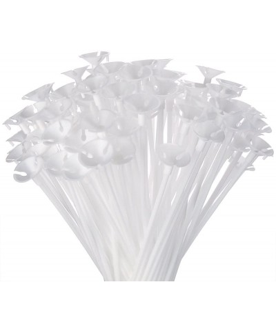 50 Pieces White Plastic Balloon Sticks Holders with Balloon Cups for Wedding- Birthday- Party- Anniversary Decorations - CF18...