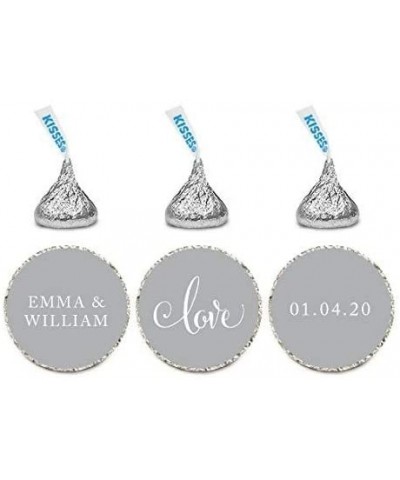 Personalized Wedding Chocolate Drop Label Stickers- Love- Gray- 216-Pack- for Engagement Bridal Shower Hershey's Kisses Party...