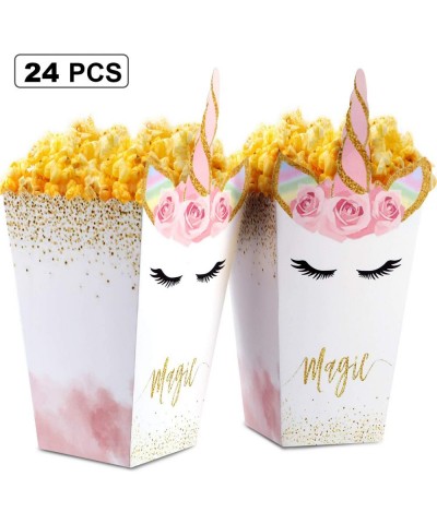 24 Pieces Popcorn Snack Boxes Rainbow Unicorn Pattern Treat Box Popcorn Container for Baby Shower Birthday Party Supplies（Sty...
