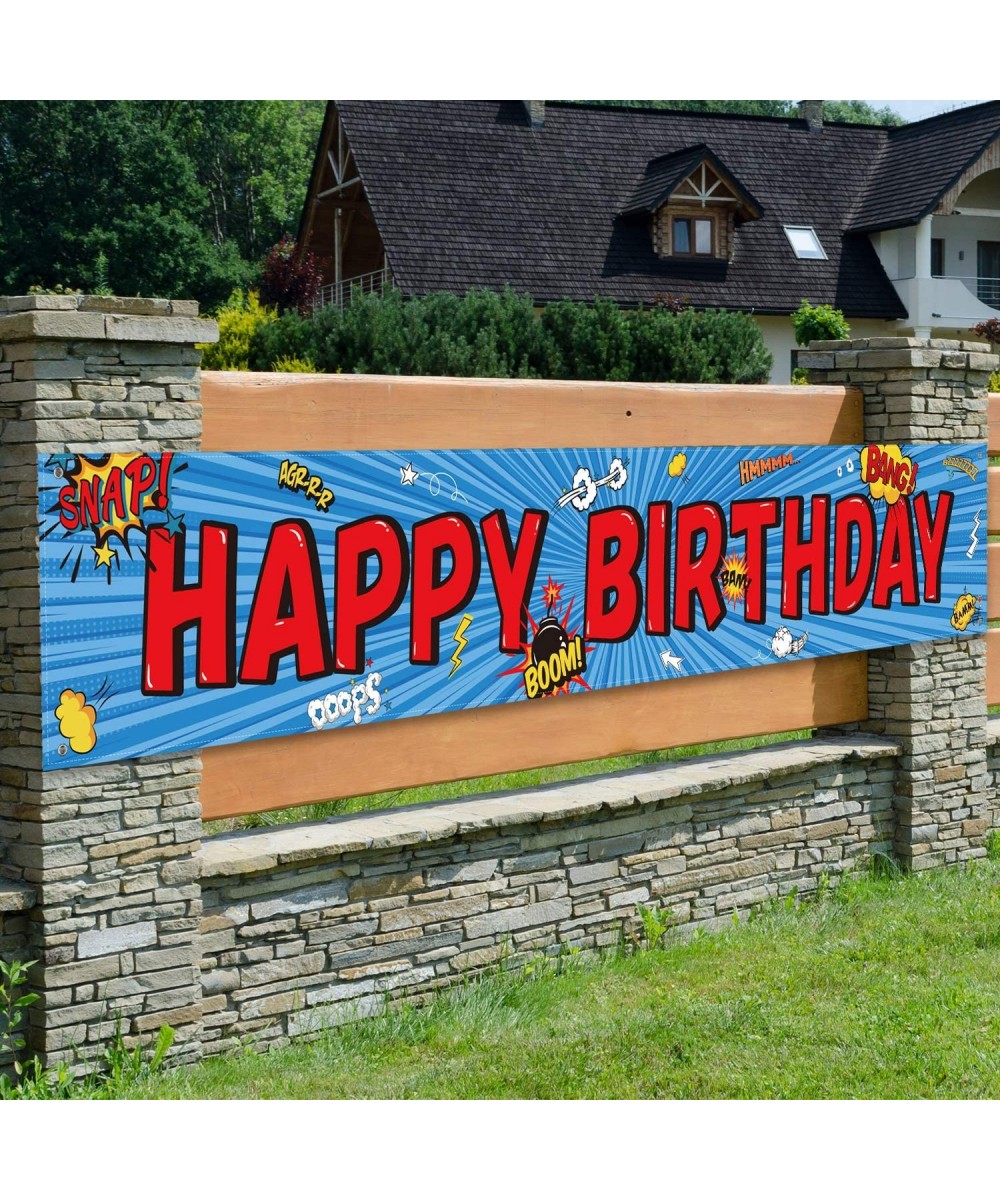 Hero Birthday Party Supplies Banner 9.8 x 1.6 Feet Giant Hero Party Sign Birthday Party Decoration Banner Colorful Fence Outd...