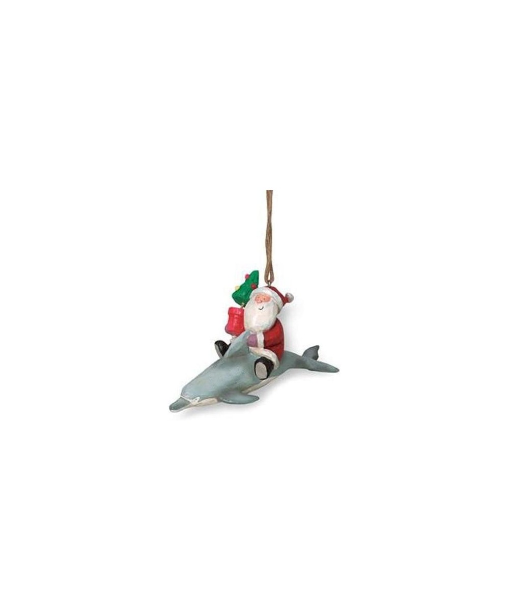 Jolly Santa Riding Dolphin Christmas Holiday Ornament - Red - C611CLCGDJT $12.44 Ornaments