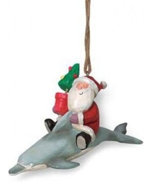 Jolly Santa Riding Dolphin Christmas Holiday Ornament - Red - C611CLCGDJT $12.44 Ornaments